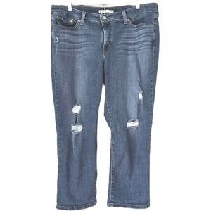 Levi's Jeans Womens 18W Distressed Boyfriend Crop Stretch Denim Plus Size Capri